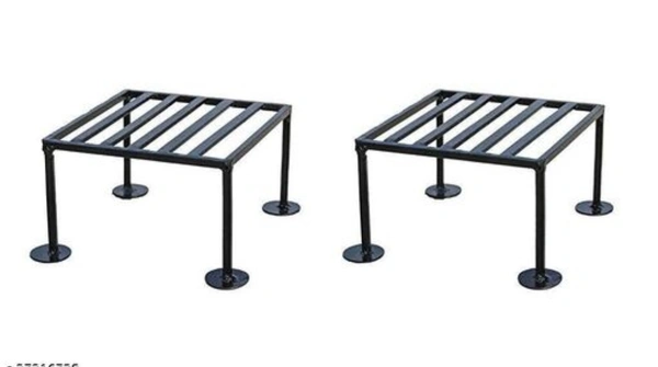 Square Iron Planter Stand Pack of 2 - Free Size, Black, Iron, Pack of 2
